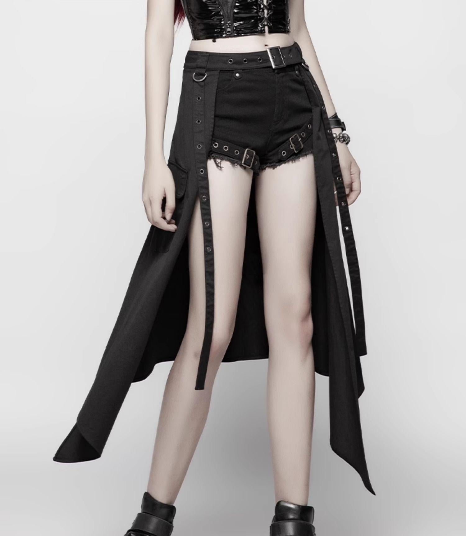 High-slit goth midi skirt