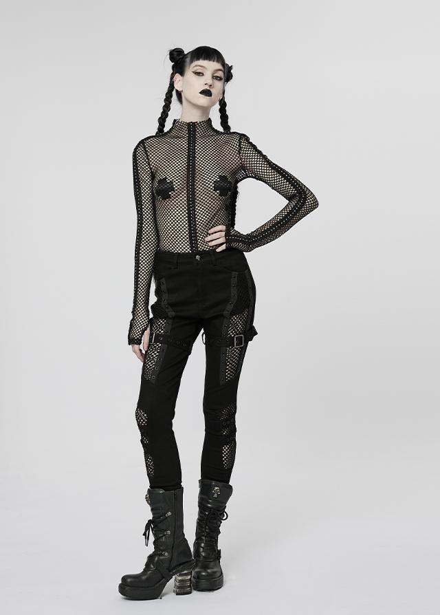 Mesh Cutout Skinny Pants Women