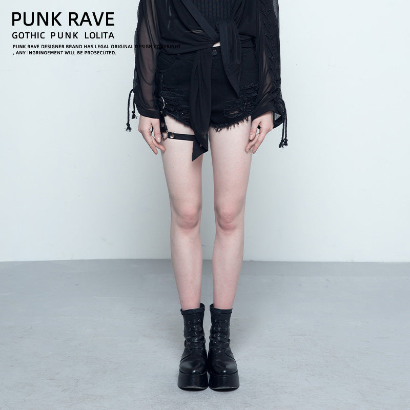 Punk High-Waist Black Hot Shorts
