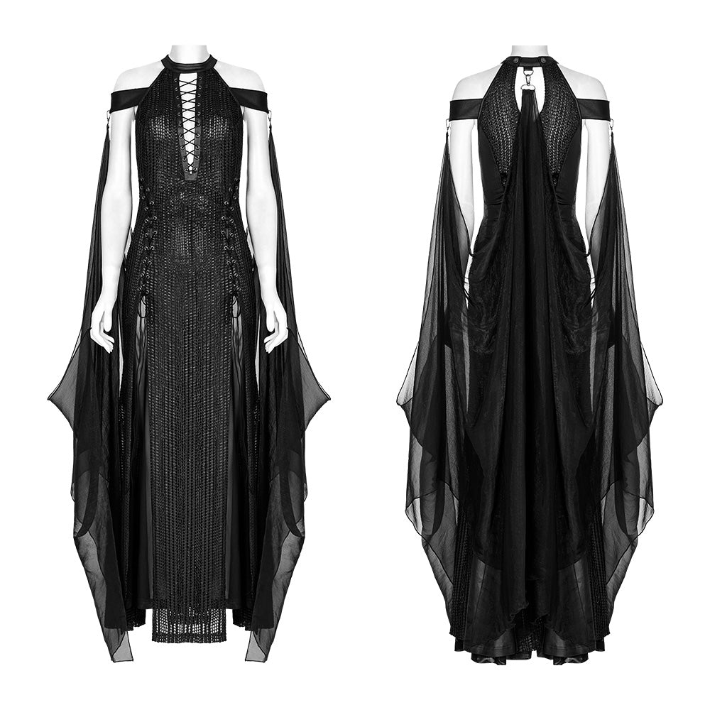 Gothic Cutout V-Neck Maxi Dress