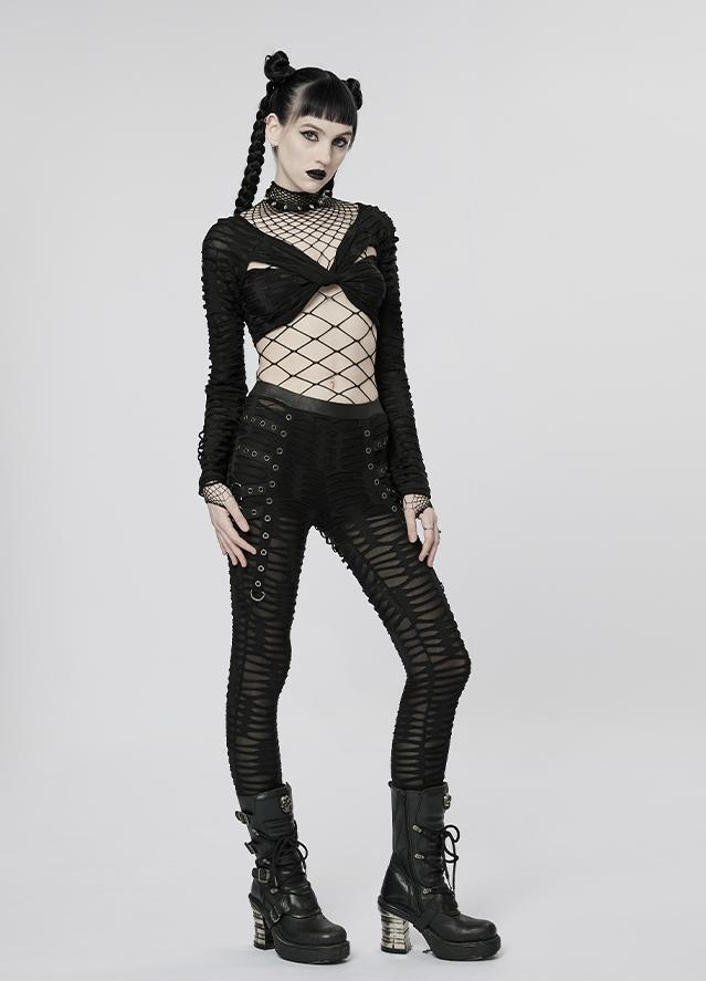 Goth Sheer Cutout Skinny Pants