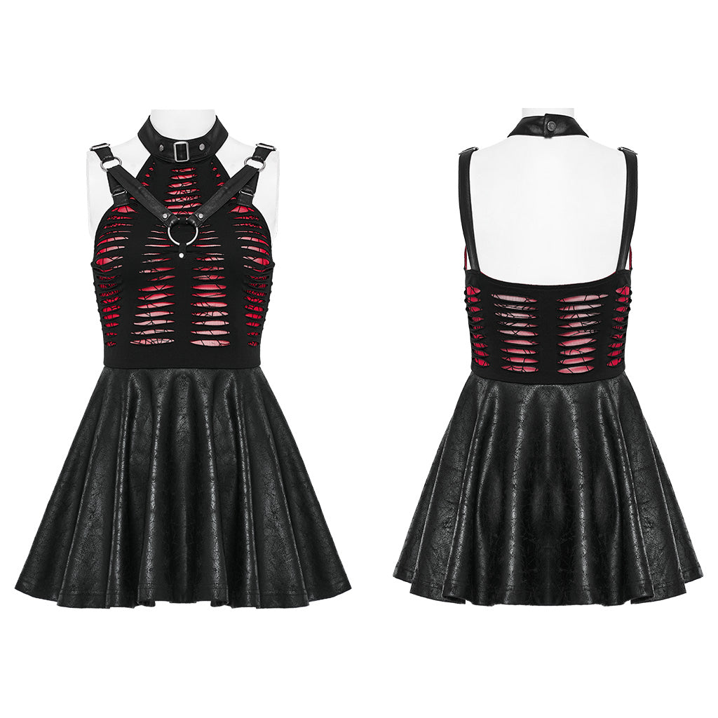 Gothic Burnout Halter Off-Shoulder Dress