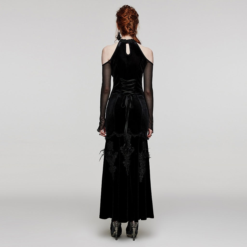 Black Off-Shoulder Fitted Gown