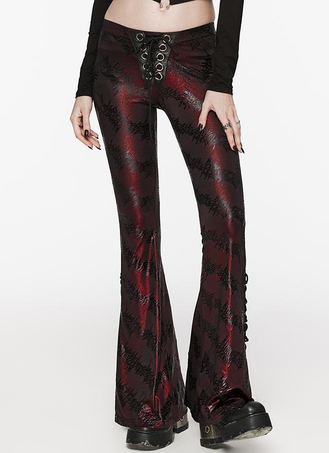 Metallic Jacquard Flared Pants Punk