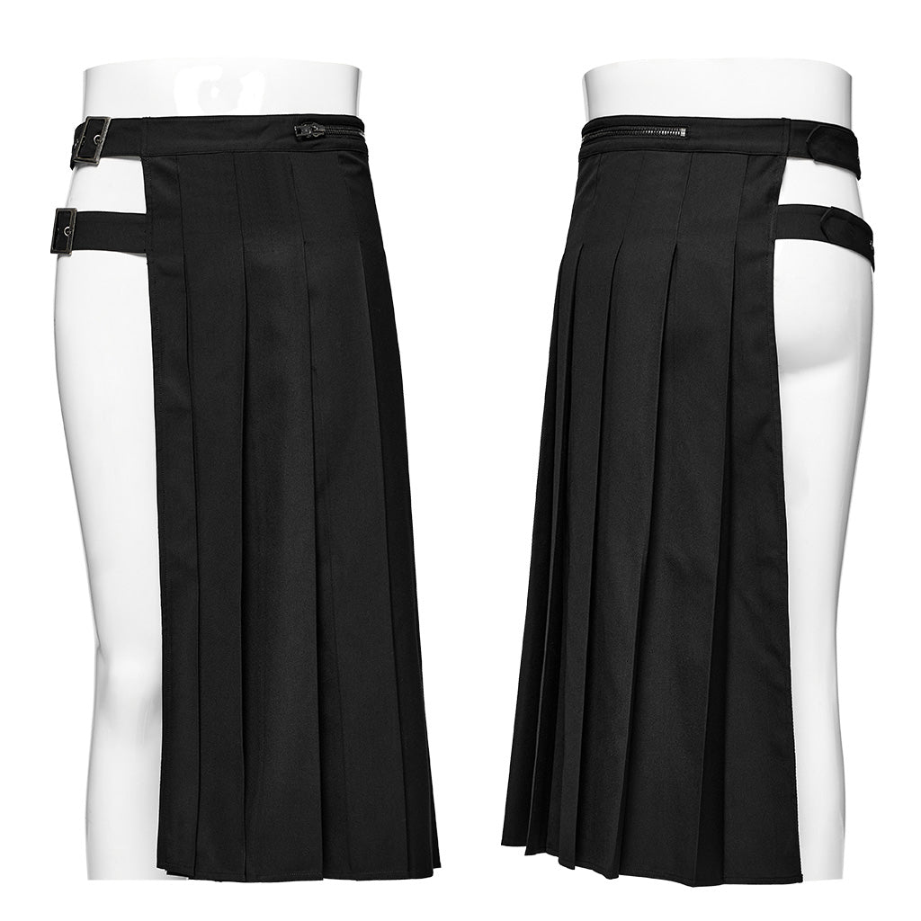 Men’s Asymmetric Split Black Skirt