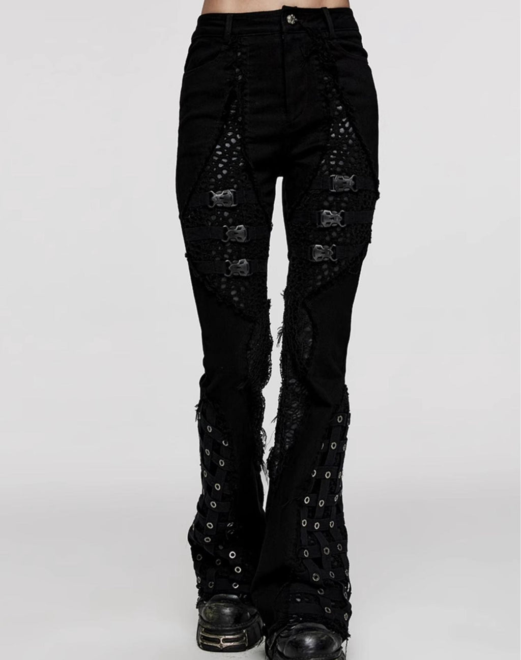 Punk Ripped Flared Jeans Women