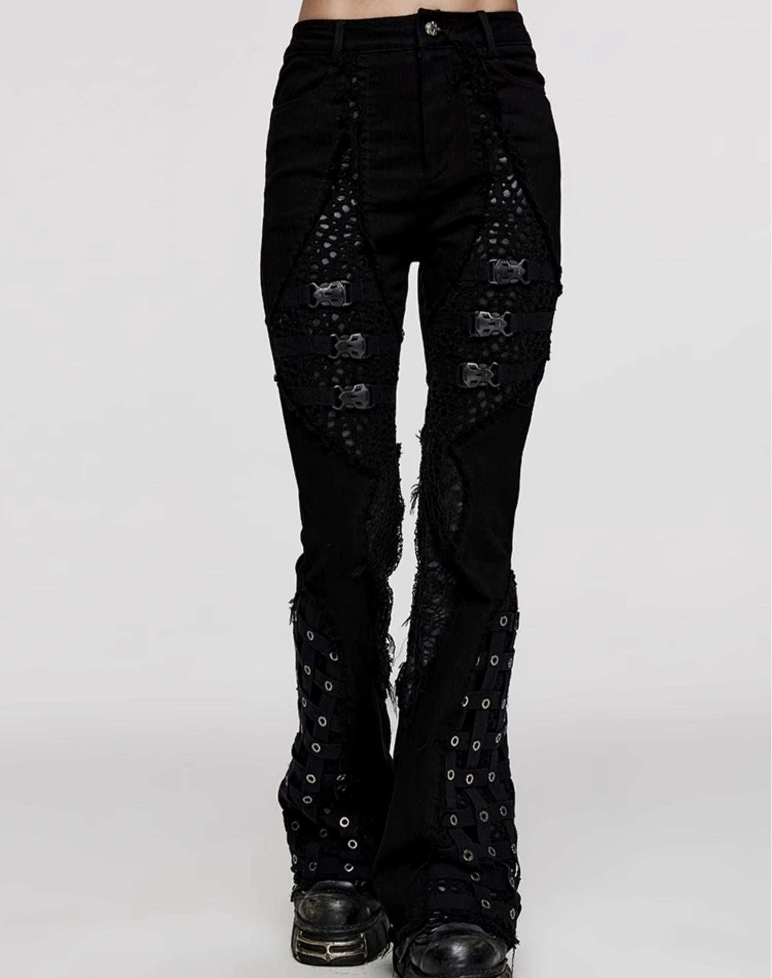 Punk Ripped Flared Jeans Women