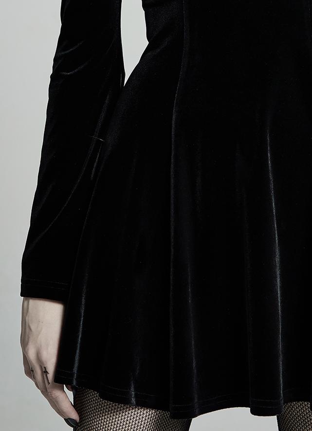 Embroidered Velvet Belted Mini Dress