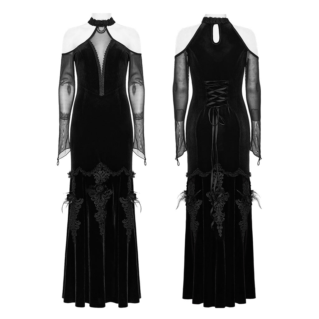 Black Off-Shoulder Fitted Gown