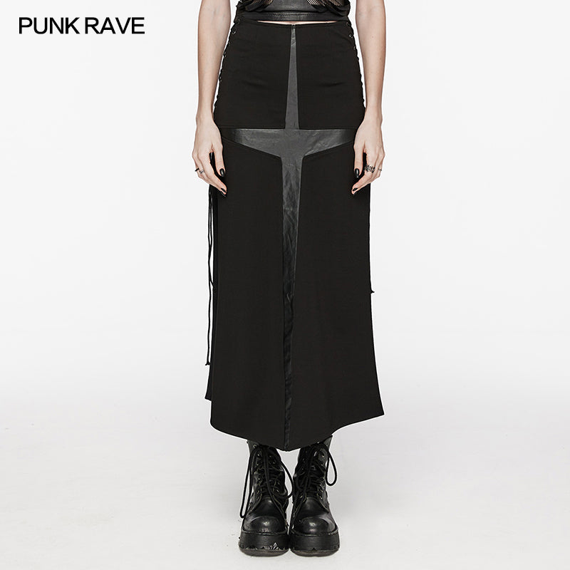 High-slit punk bodycon maxi skirt