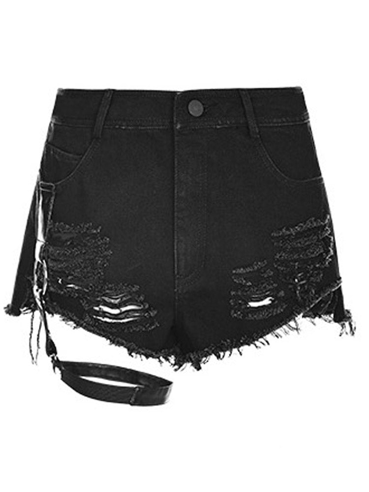 Punk High-Waist Black Hot Shorts