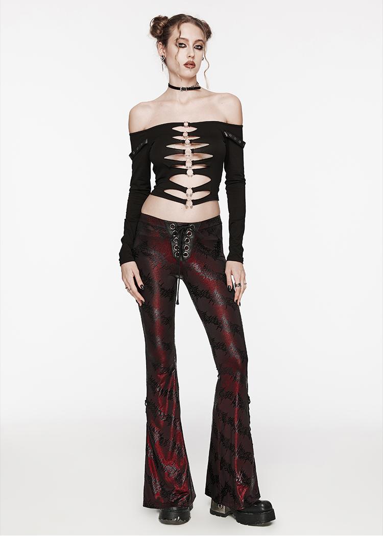 Metallic Jacquard Flared Pants Punk