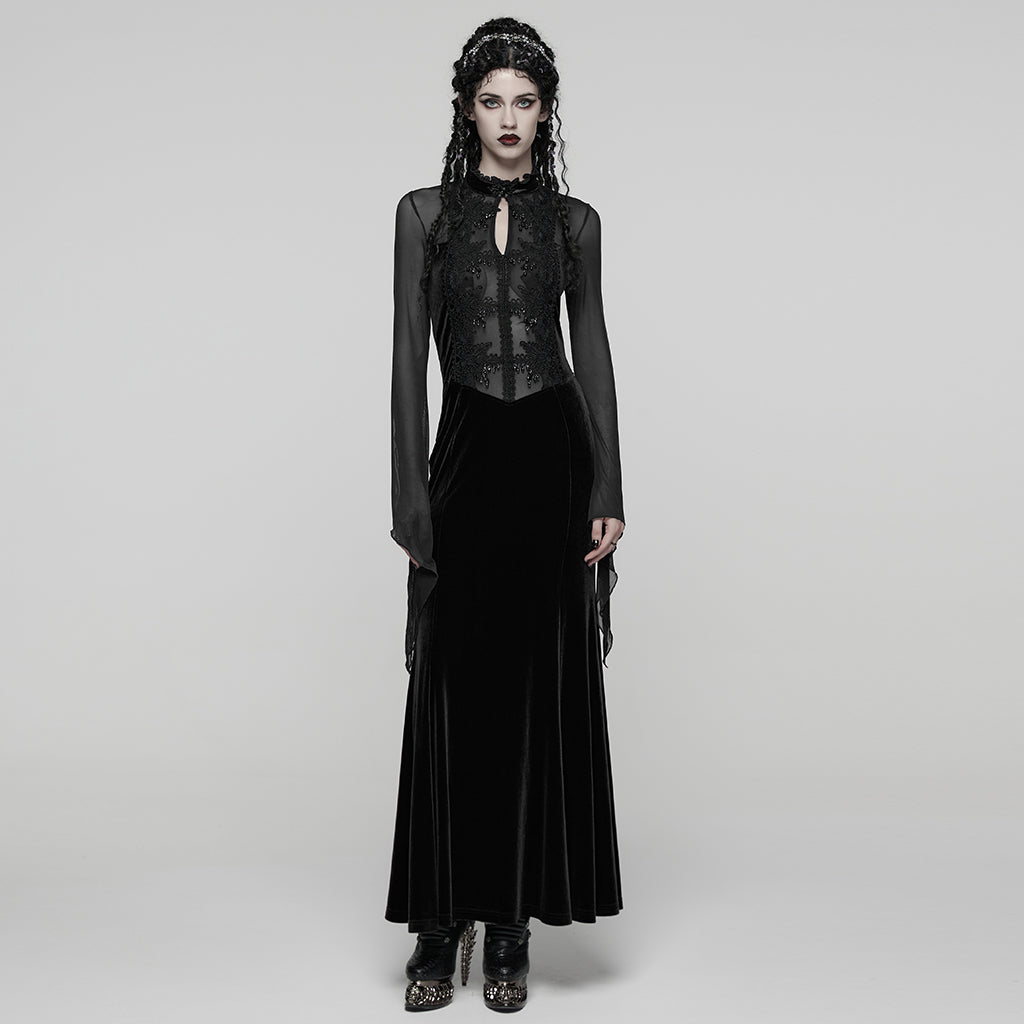 Velvet Mesh Lace Mermaid Dress
