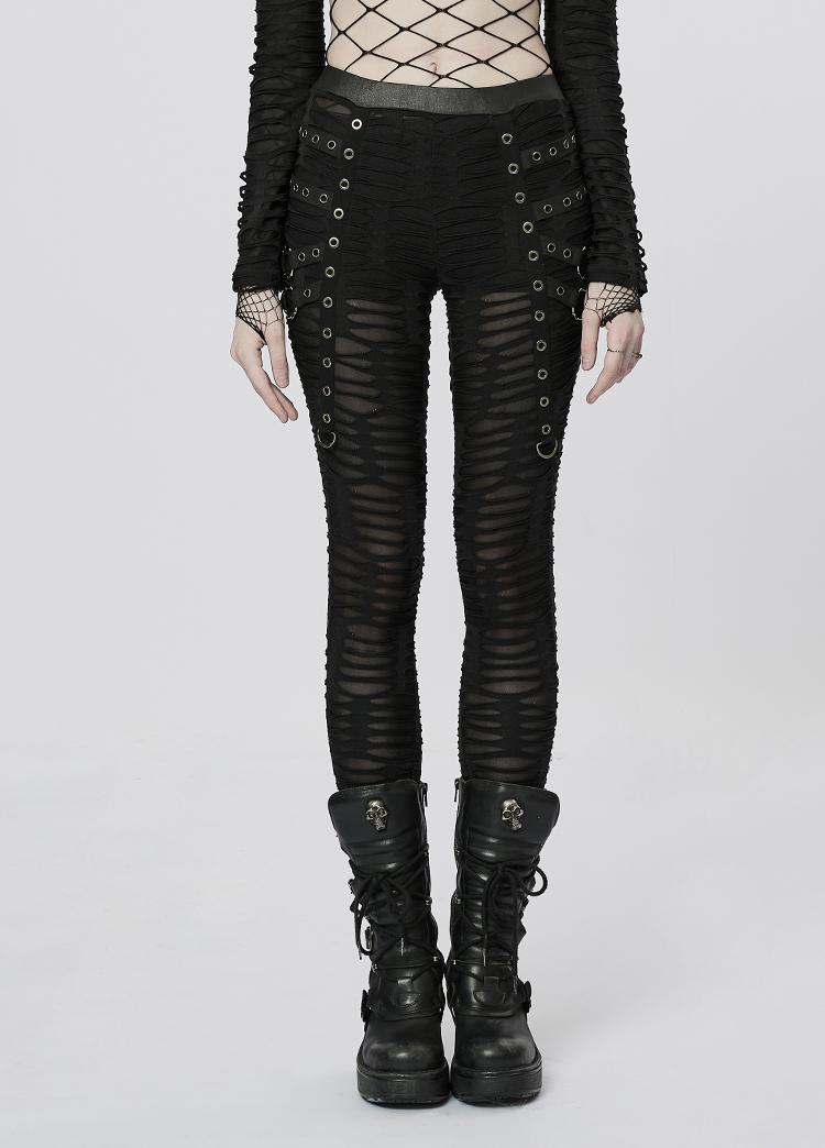 Goth Sheer Cutout Skinny Pants