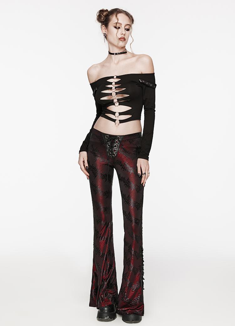 Metallic Jacquard Flared Pants Punk