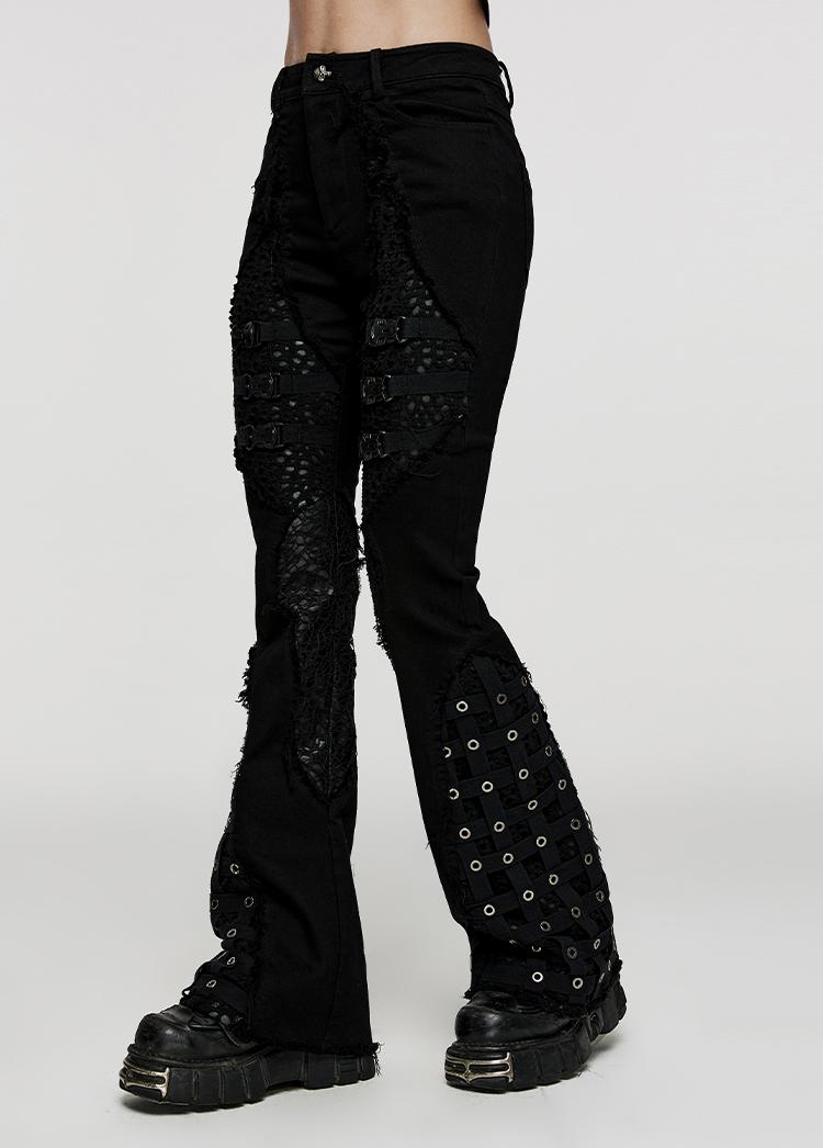 Punk Ripped Flared Jeans Women