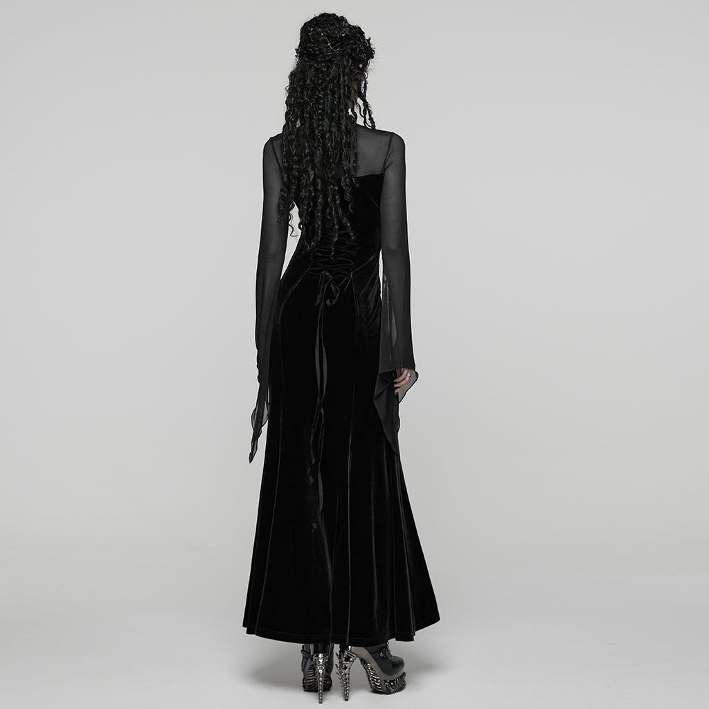 Velvet Mesh Lace Mermaid Dress
