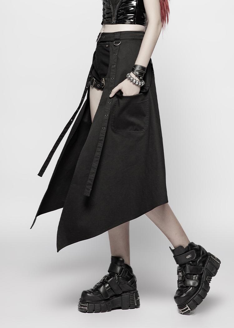 High-slit goth midi skirt