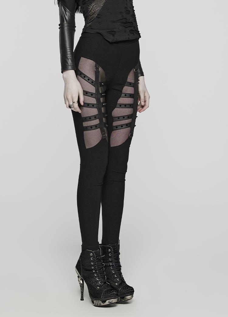 Punk Cutout Mesh Skinny Pants