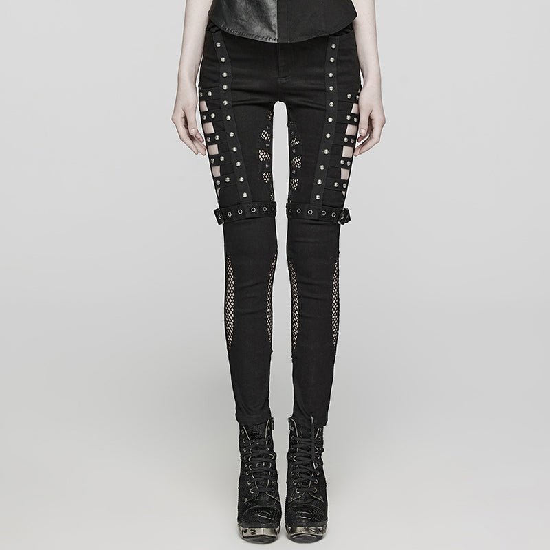 Punk High-Waist Cutout Skinny Jeans