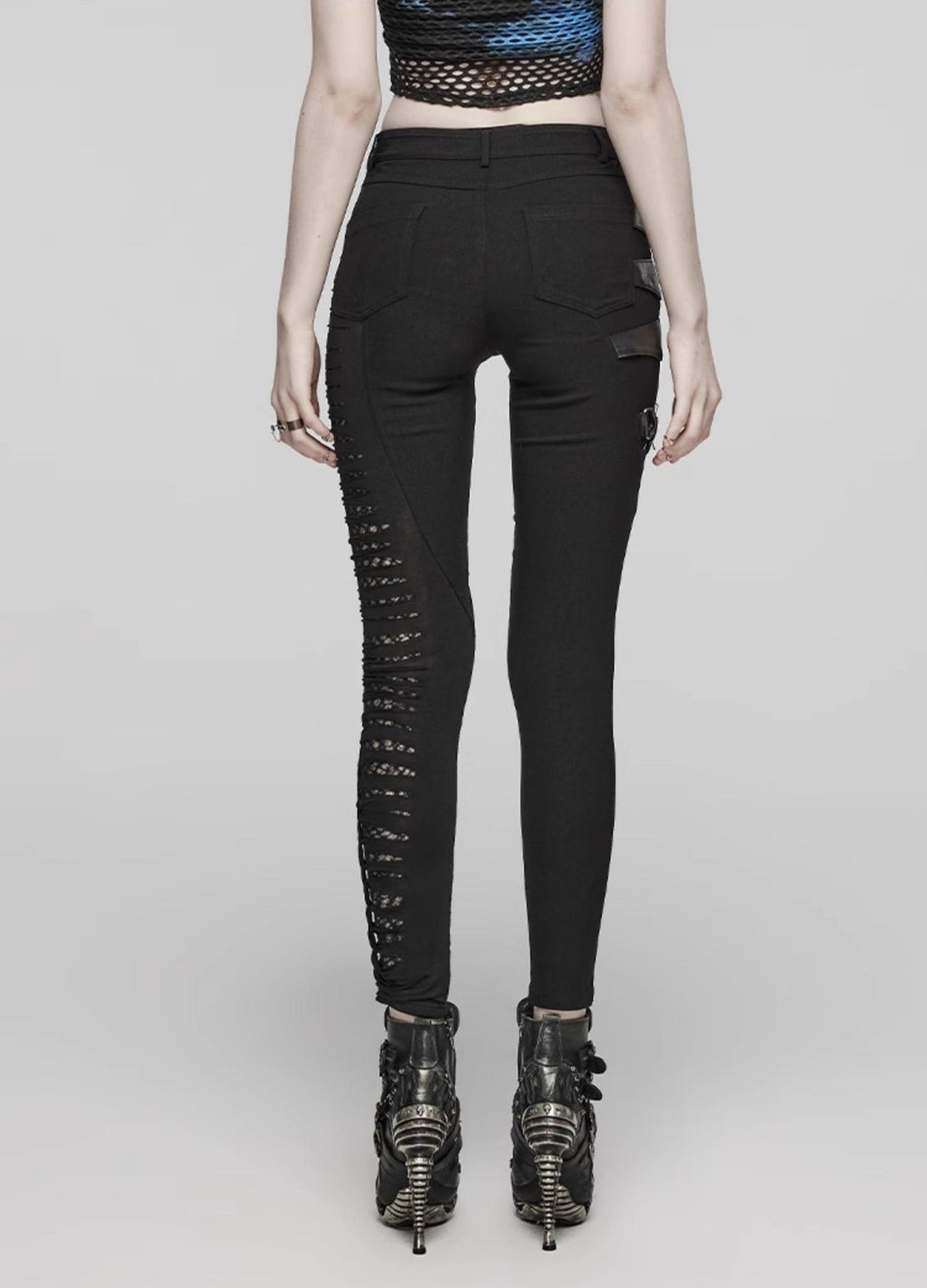 Mesh Punk Ripped Skinny Leggings