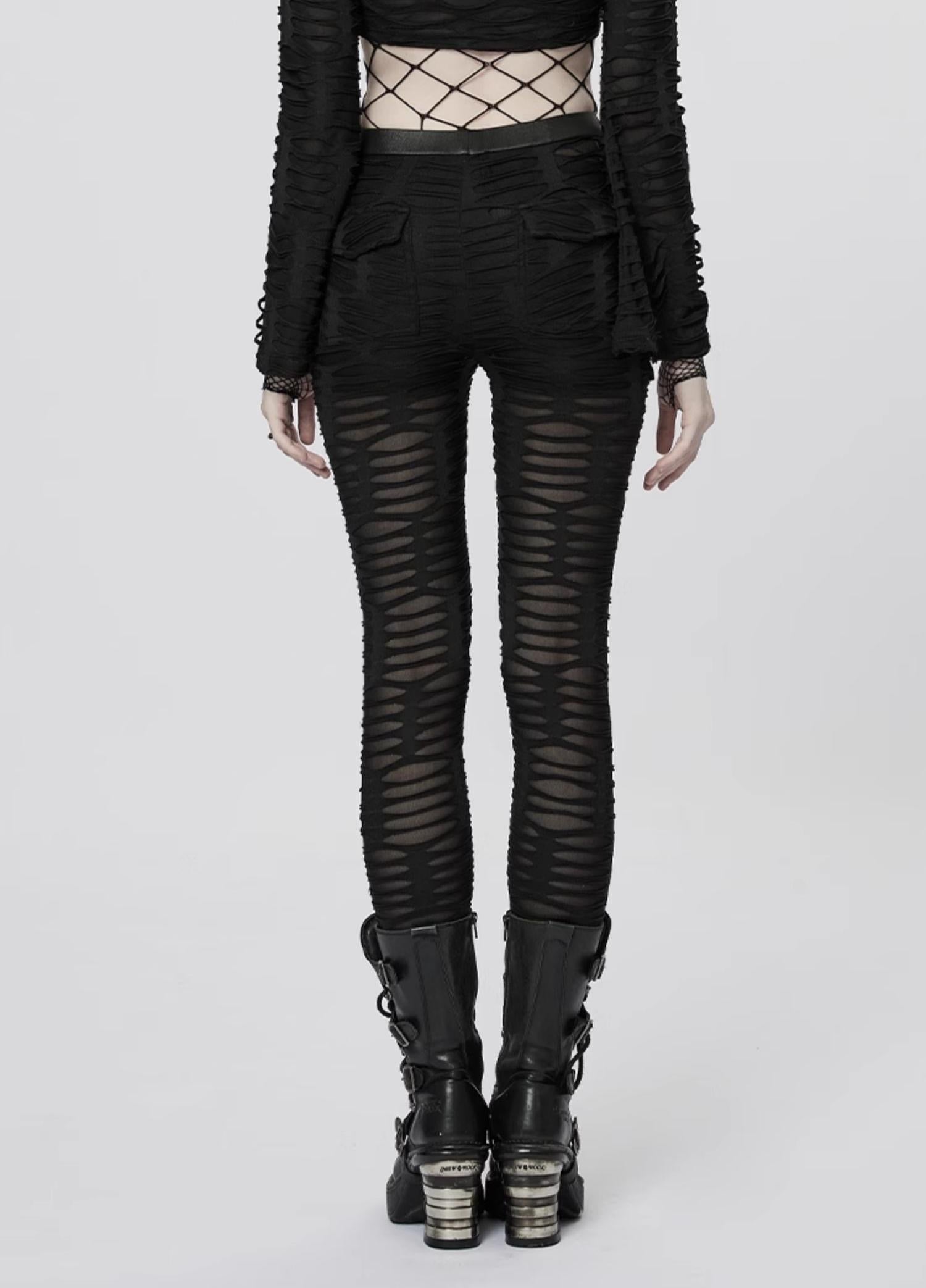 Goth Sheer Cutout Skinny Pants