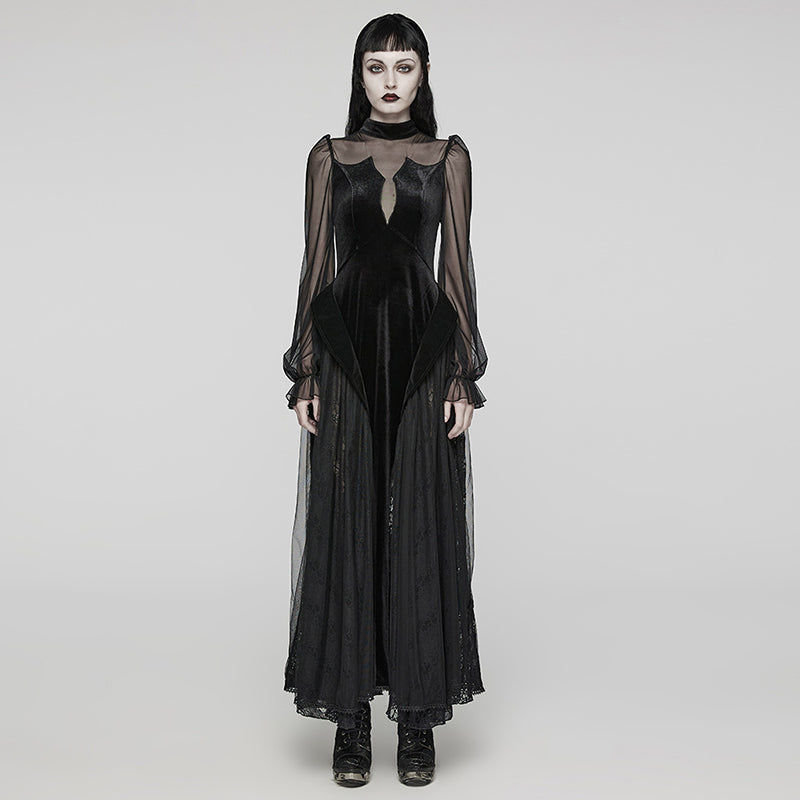 Velvet Lace Black Evening Gown