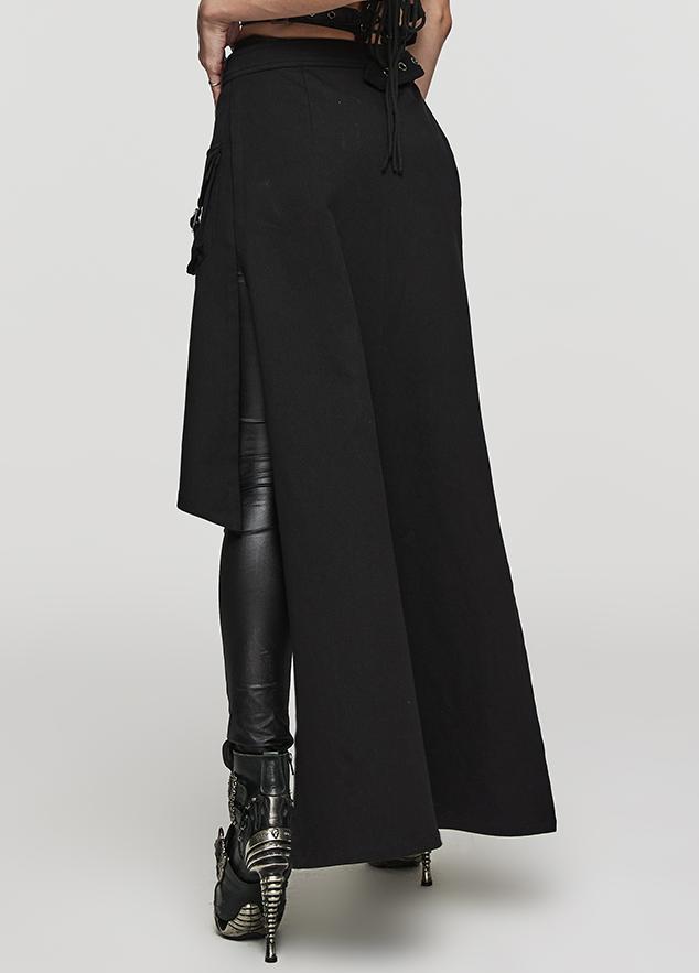 Punk denim asymmetric maxi skirt