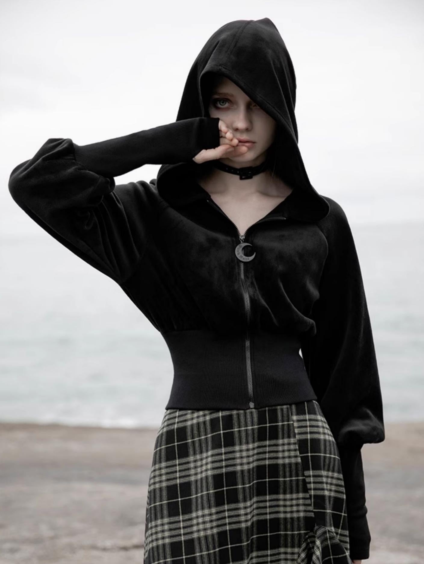 Velvet Witch Hoodie Cropped Top