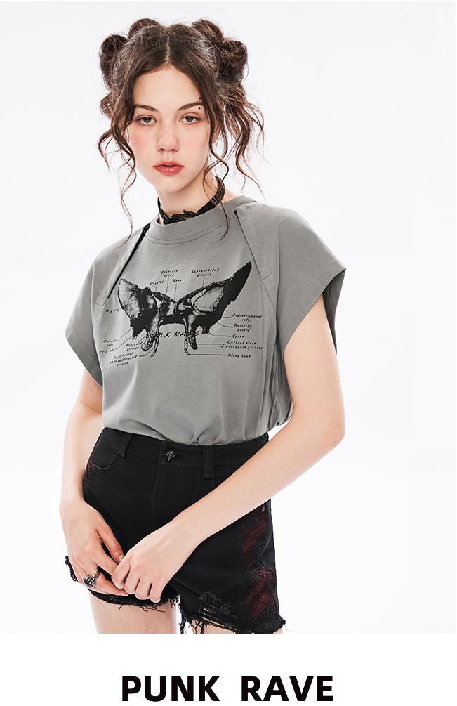Punk Off-Shoulder Dual-Wear Tee