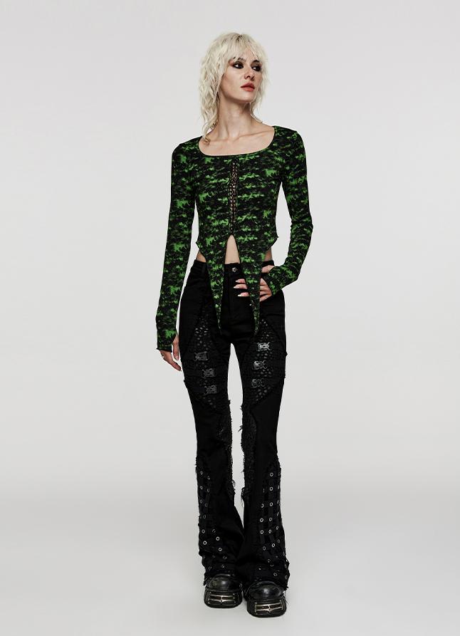 Punk Ripped Flared Jeans Women