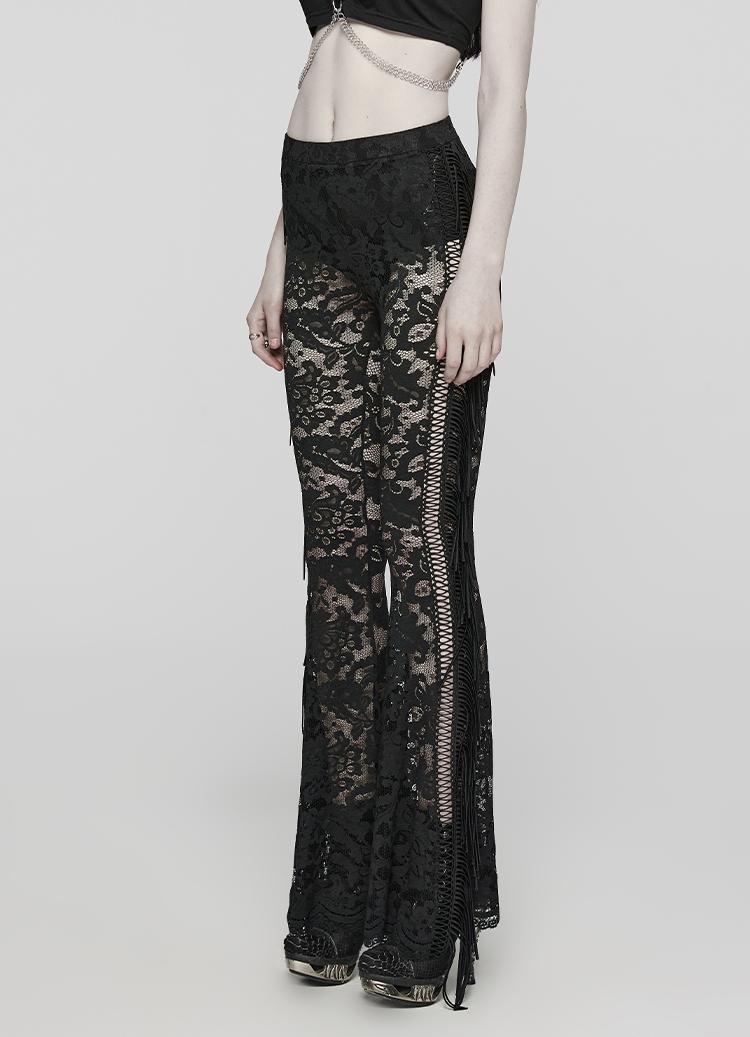 Goth Lace Flared Pants Women
