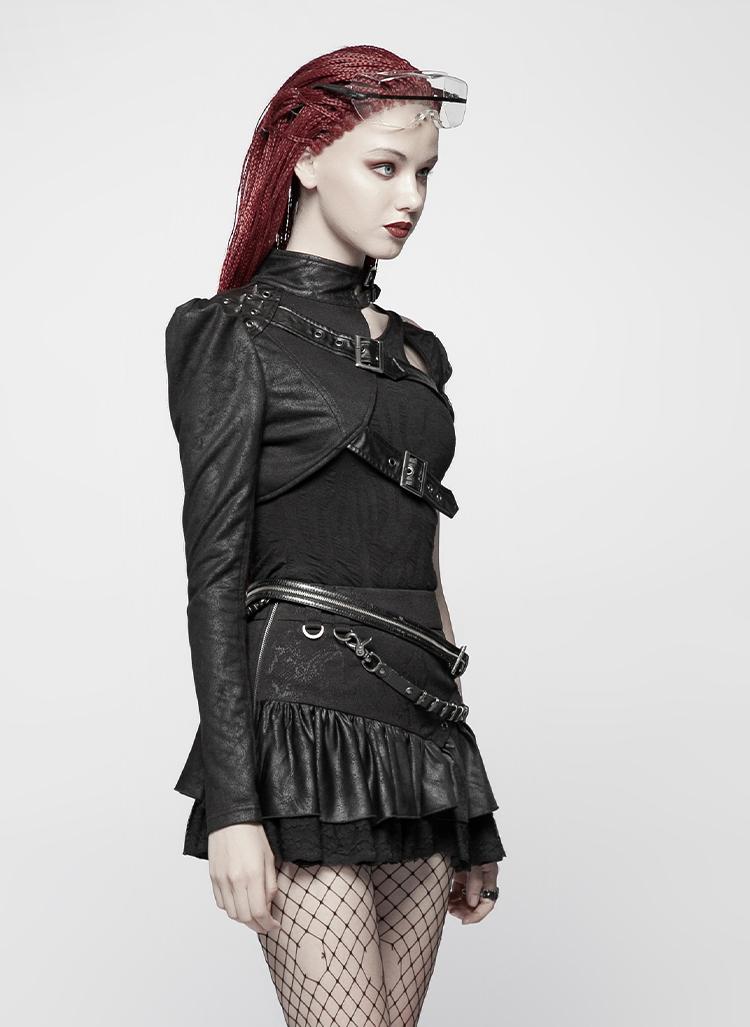 Punk Cropped Shoulder Cape Jacket
