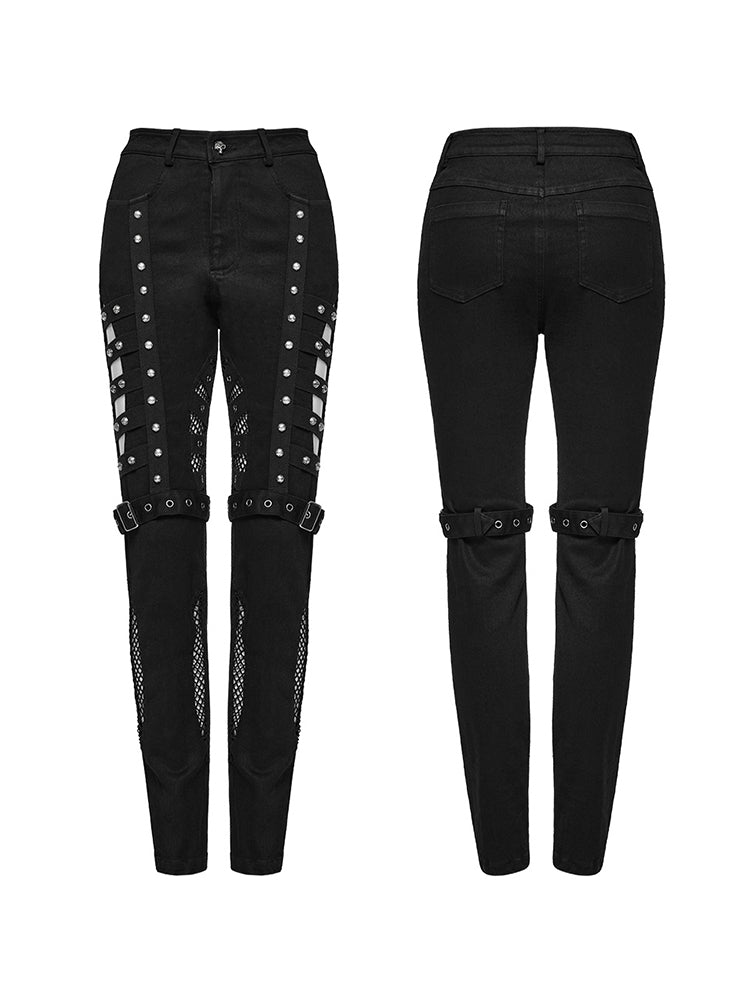 Punk High-Waist Cutout Skinny Jeans