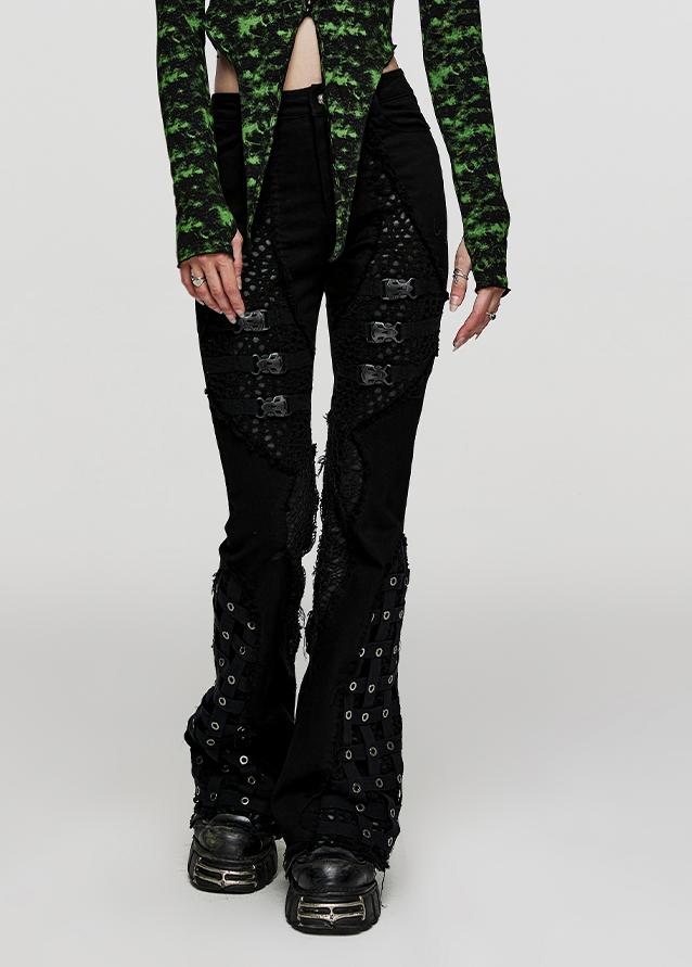 Punk Ripped Flared Jeans Women