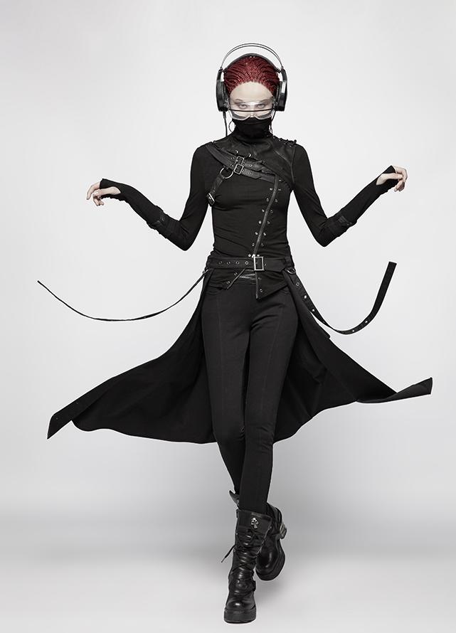 High-slit goth midi skirt