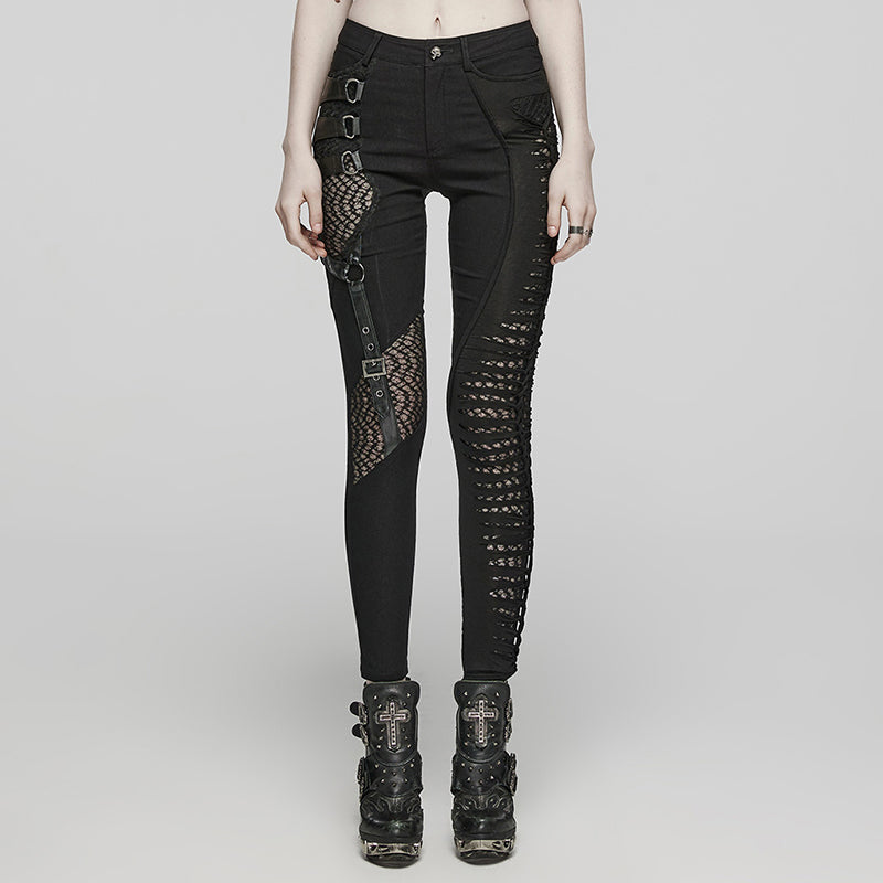 Mesh Punk Ripped Skinny Leggings