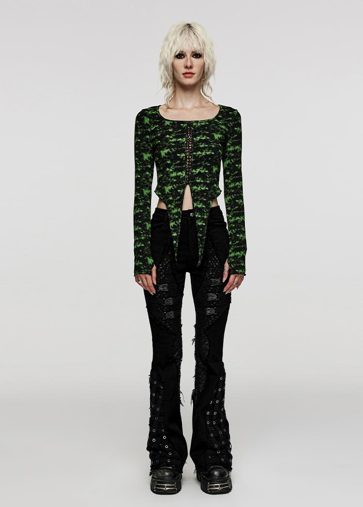Punk Ripped Flared Jeans Women