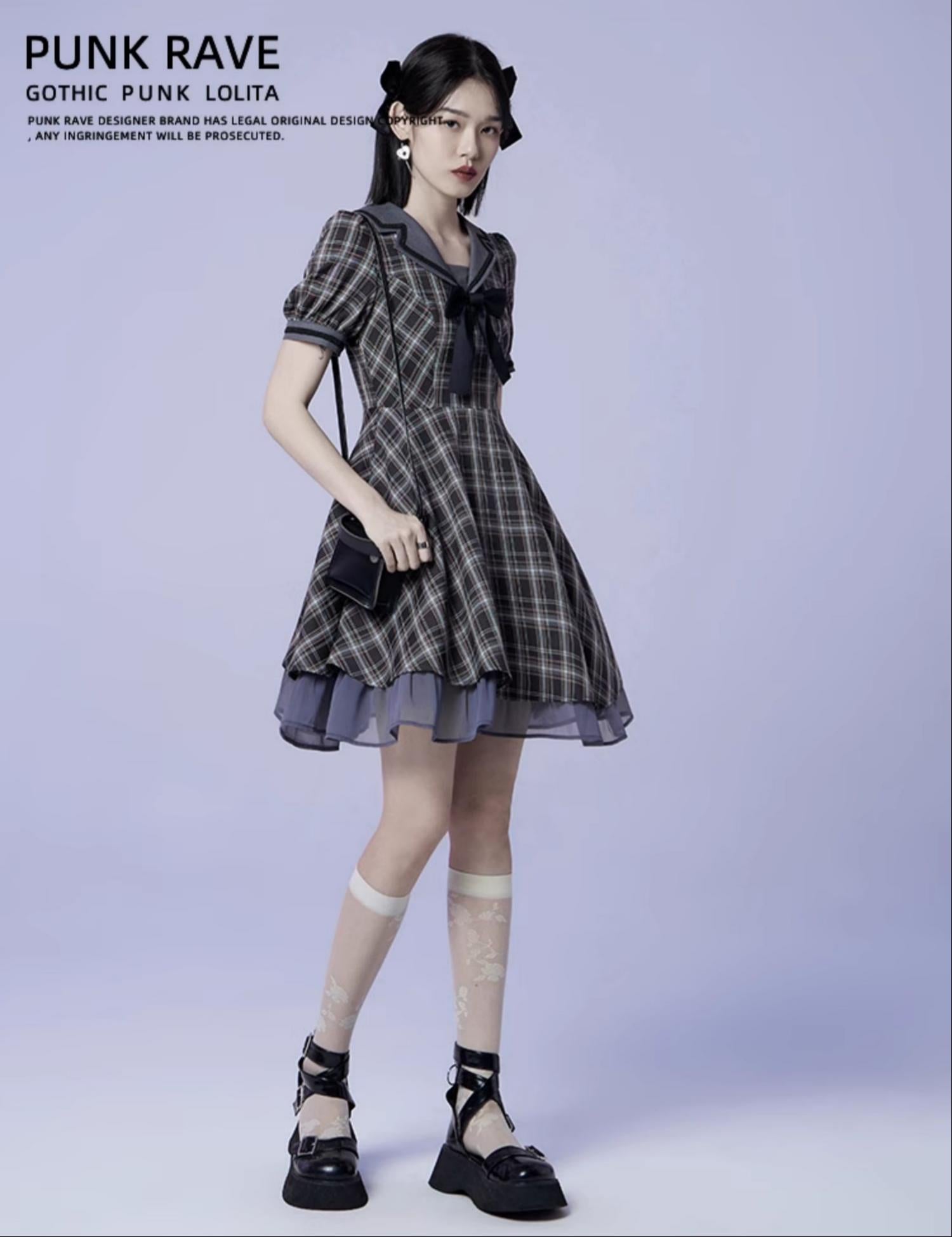 Plaid Sailor Shirt Dress