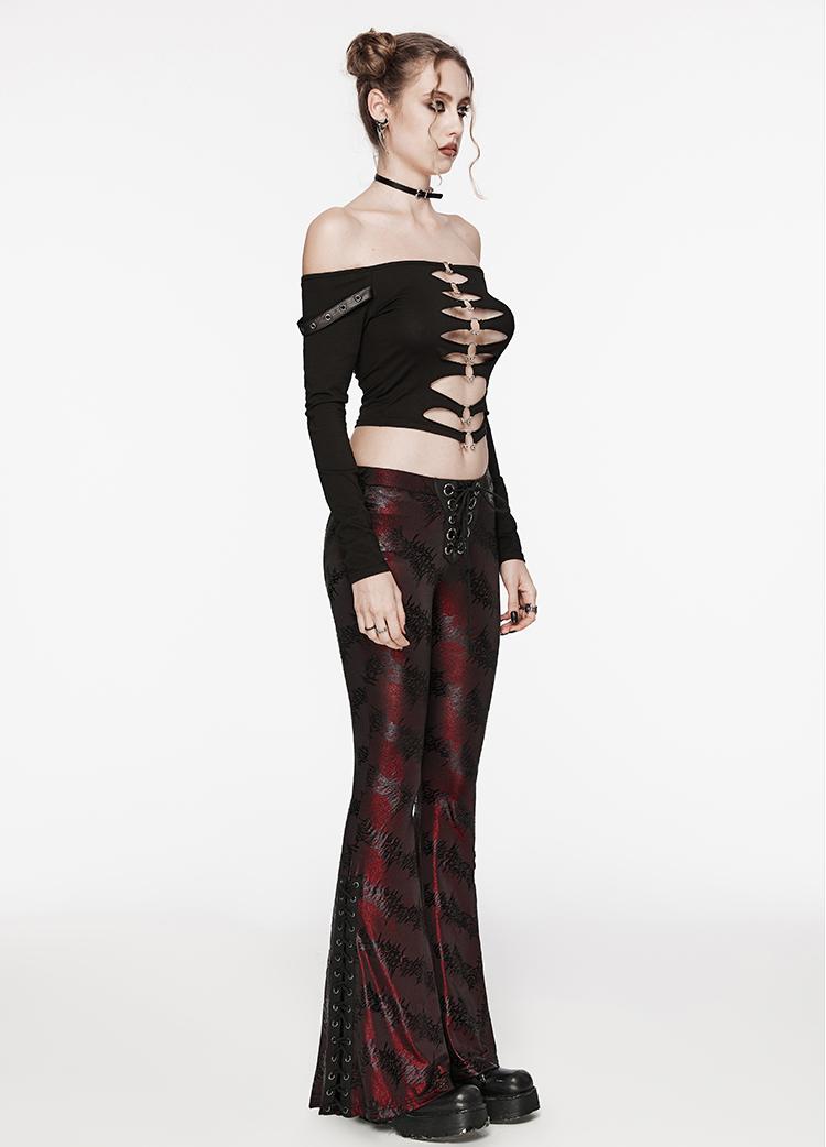 Metallic Jacquard Flared Pants Punk