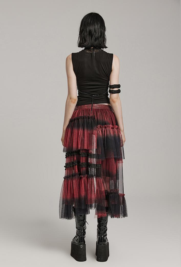 Goth mesh cutout A-line skirt