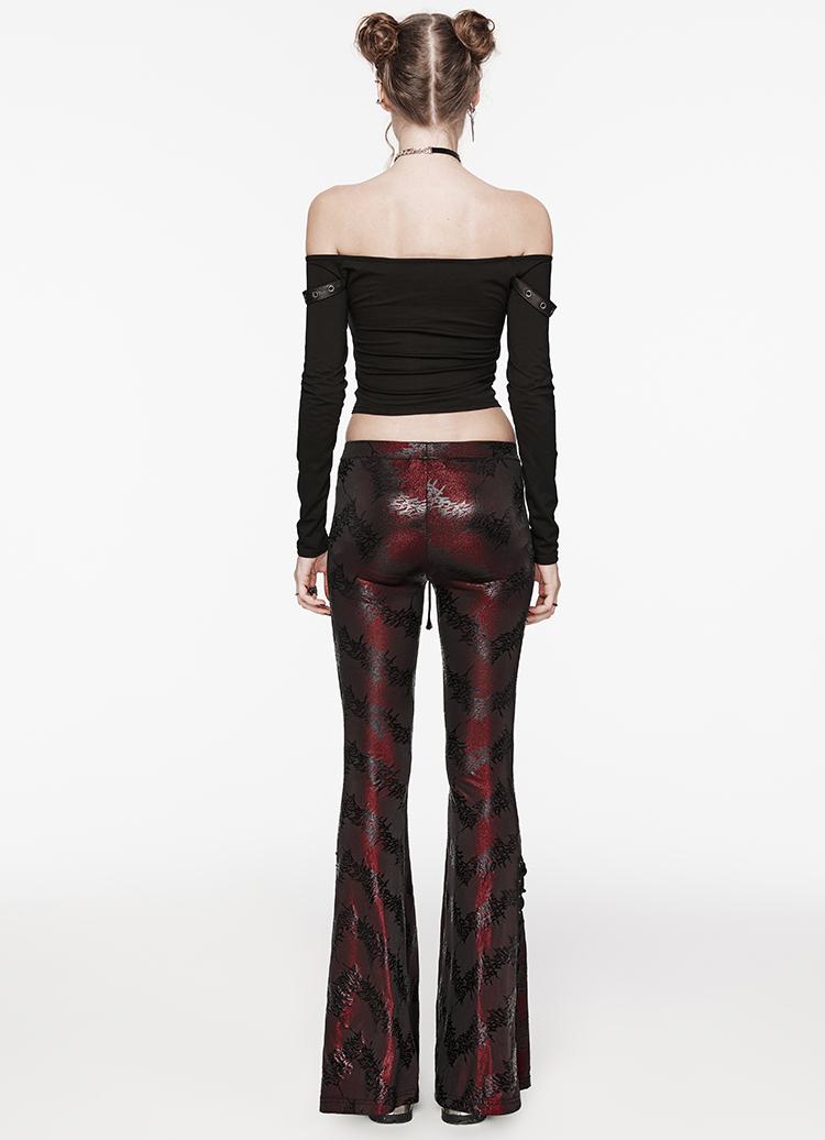 Metallic Jacquard Flared Pants Punk