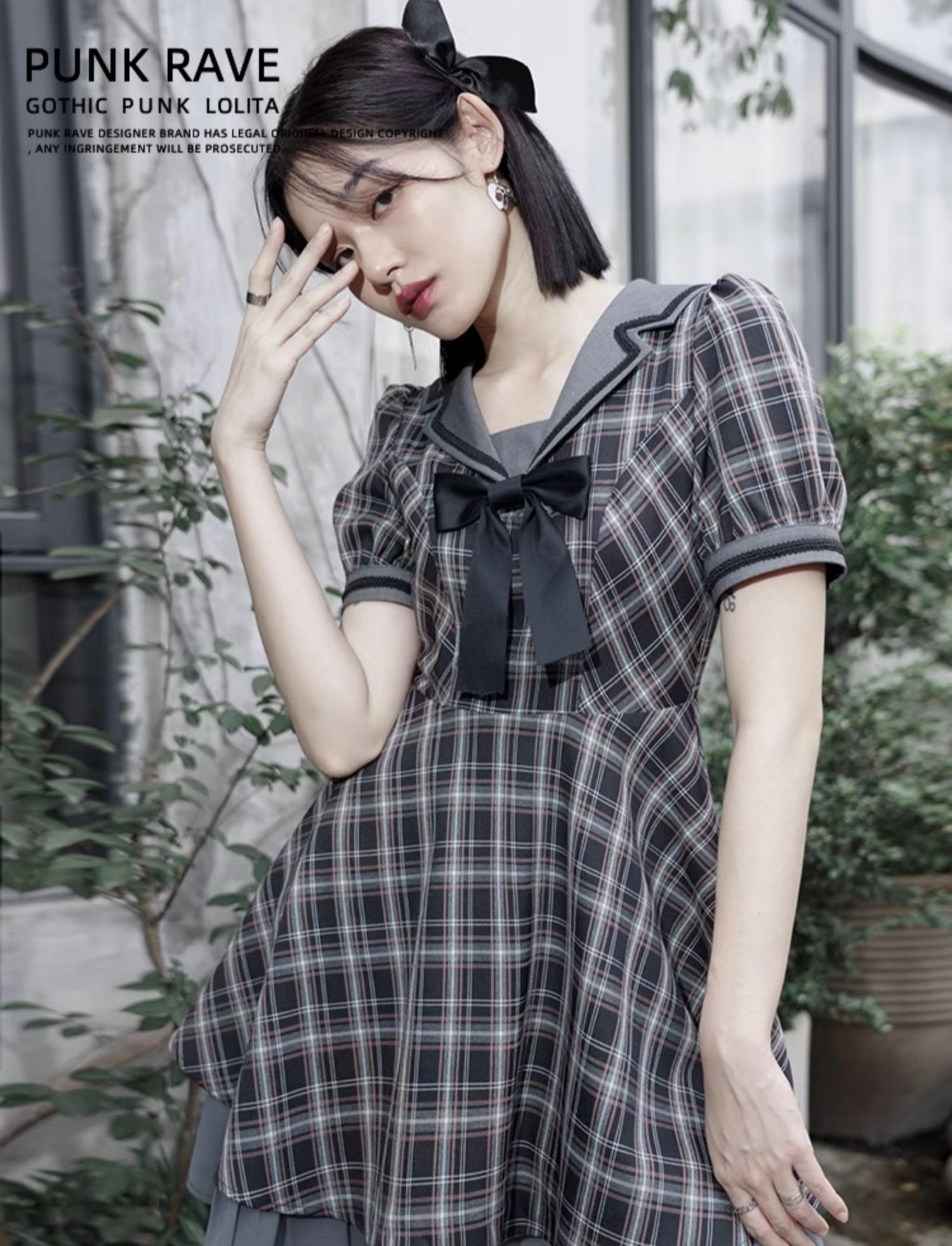 Plaid Sailor Shirt Dress