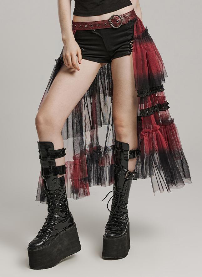 Goth mesh cutout A-line skirt