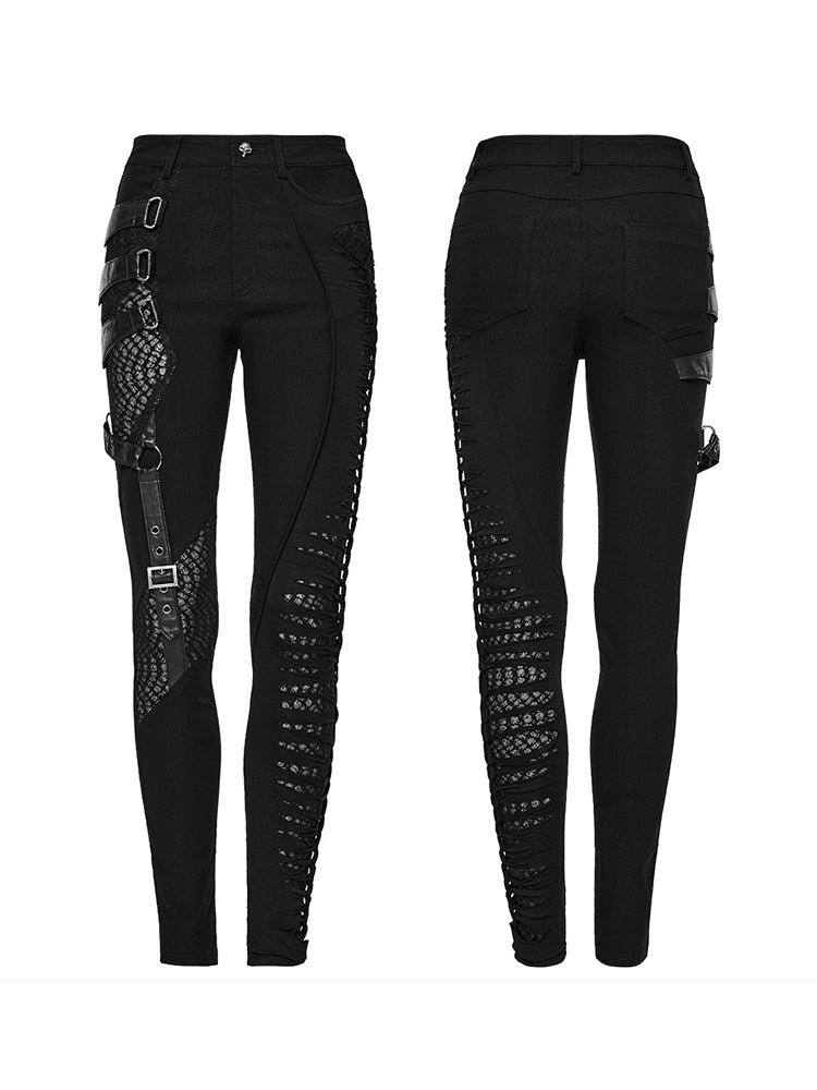Mesh Punk Ripped Skinny Leggings