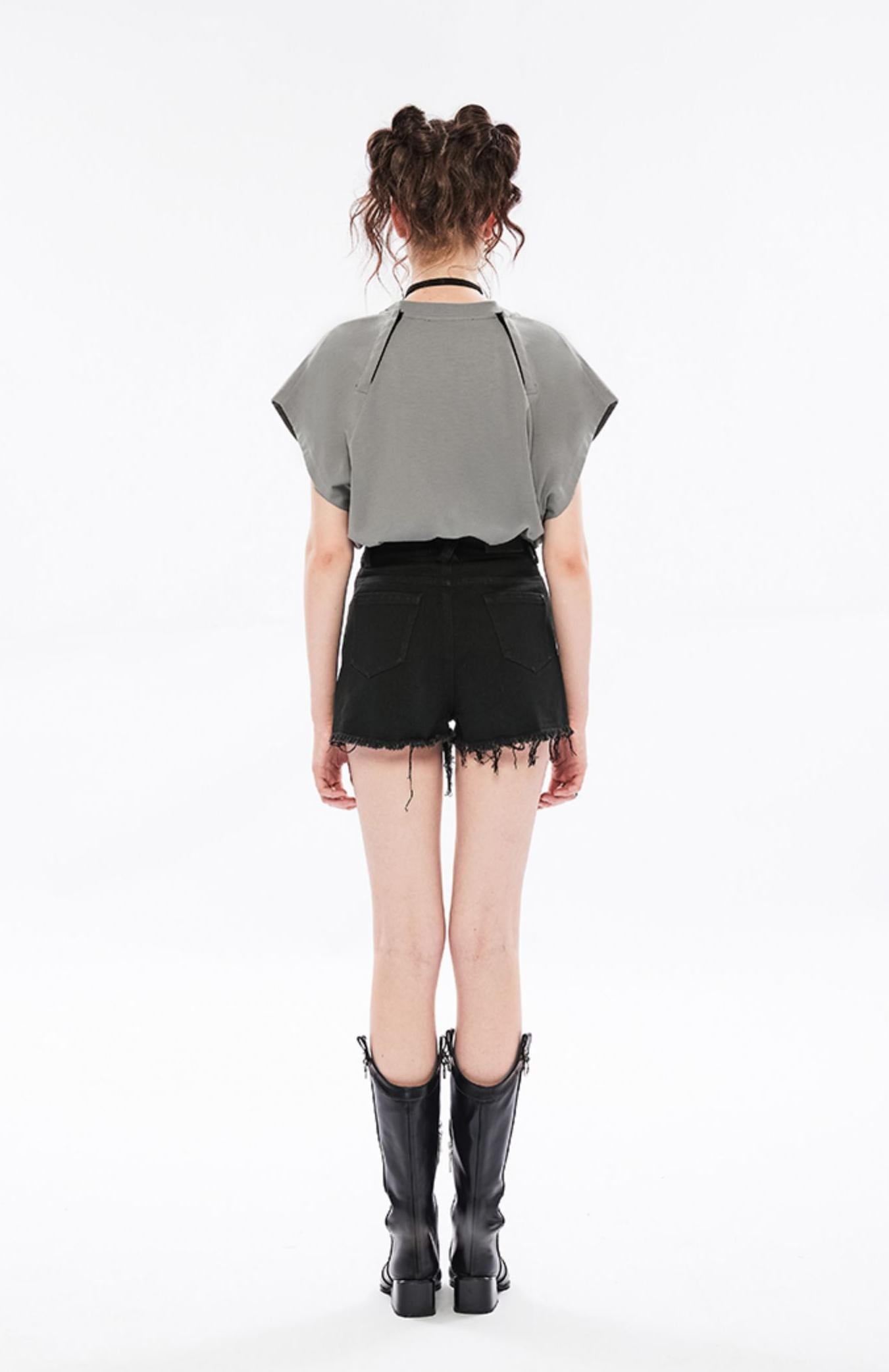 Punk Off-Shoulder Dual-Wear Tee