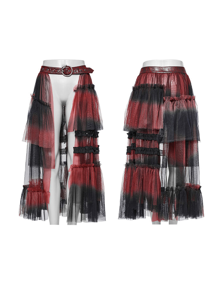 Goth mesh cutout A-line skirt