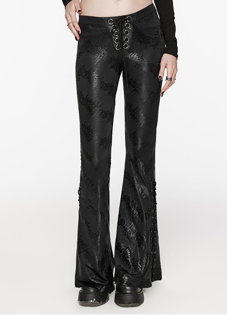 Metallic Jacquard Flared Pants Punk