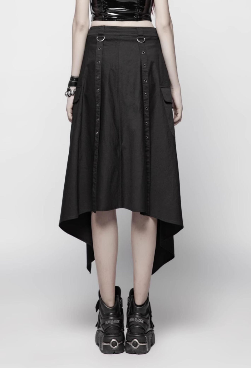 High-slit goth midi skirt