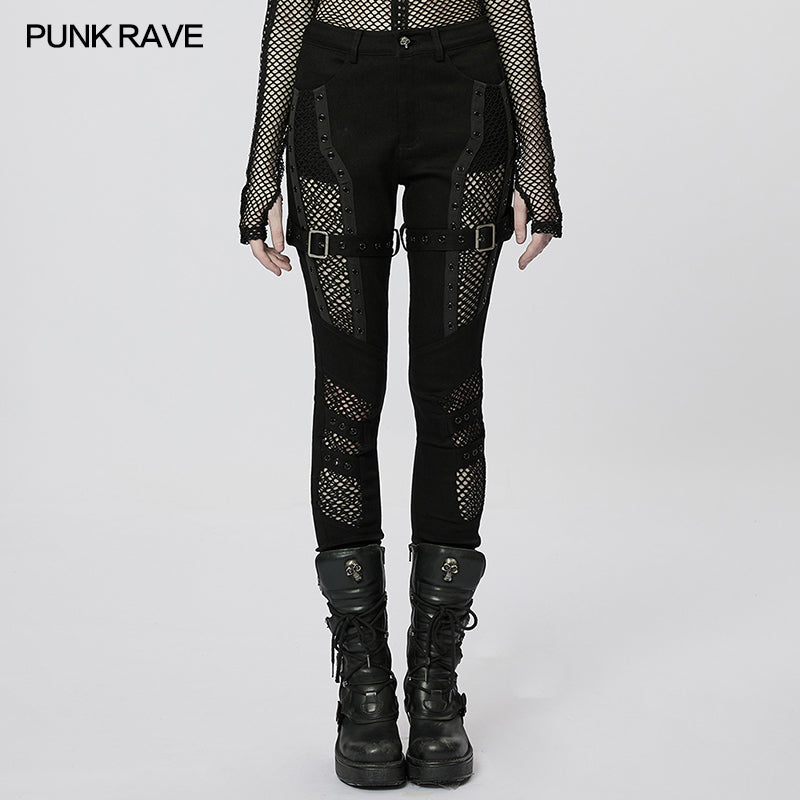 Mesh Cutout Skinny Pants Women